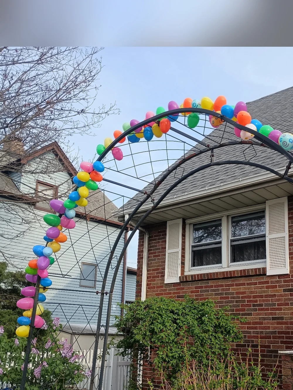 Homemade Colorful Plastic Easter Egg Garland Arch Decor